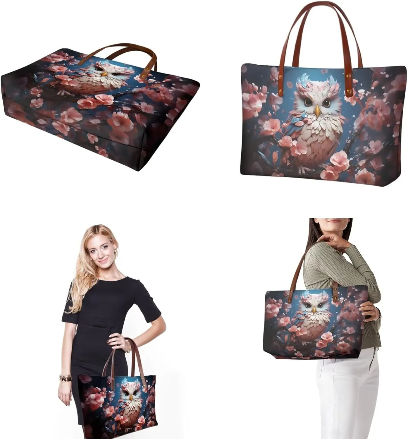 3 PCS Top Handle Tote Shoulder Bag for Women, Large Casual Handbag with Matching Wallet Cosmetic Case