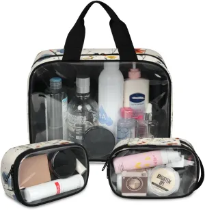 3 Piece Sedentary Butterfly Cosmetic Bag Translucent Cosmetic Bag Clear Storage Bags Portable Toiletry Bag Makeup Bags With Zipper PVC Cosmetic Pouch For Travel Camping