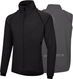 33,000ft Men's Cycling Jacket Long Sleeve, Waterproof Running Bike Vest Outerwear Reflective Windproof Sleeveless Jacket