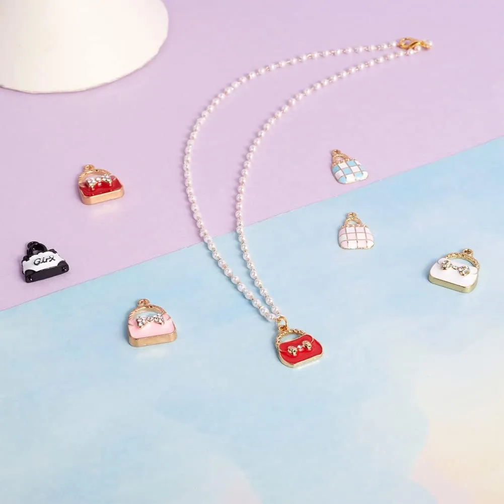 34pcs Alloy Enamel Handbag Pendant Charms 17 Styles Metal Handbags with Crystal Rhinestone Dangle Charms Beads 15-23.5mm for DIY Necklace Bracelet Jewelry Crafts Making Hole: 1.5-2.5mm