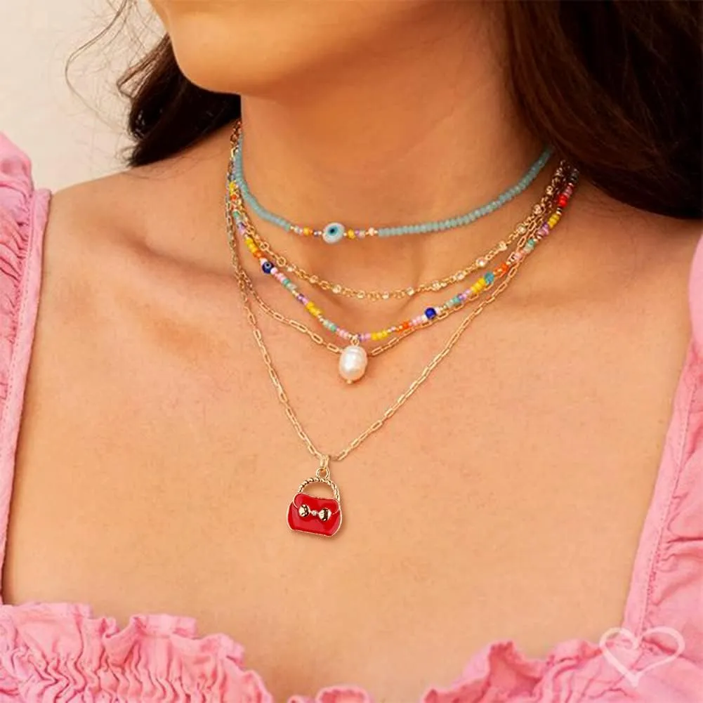 34pcs Alloy Enamel Handbag Pendant Charms 17 Styles Metal Handbags with Crystal Rhinestone Dangle Charms Beads 15-23.5mm for DIY Necklace Bracelet Jewelry Crafts Making Hole: 1.5-2.5mm