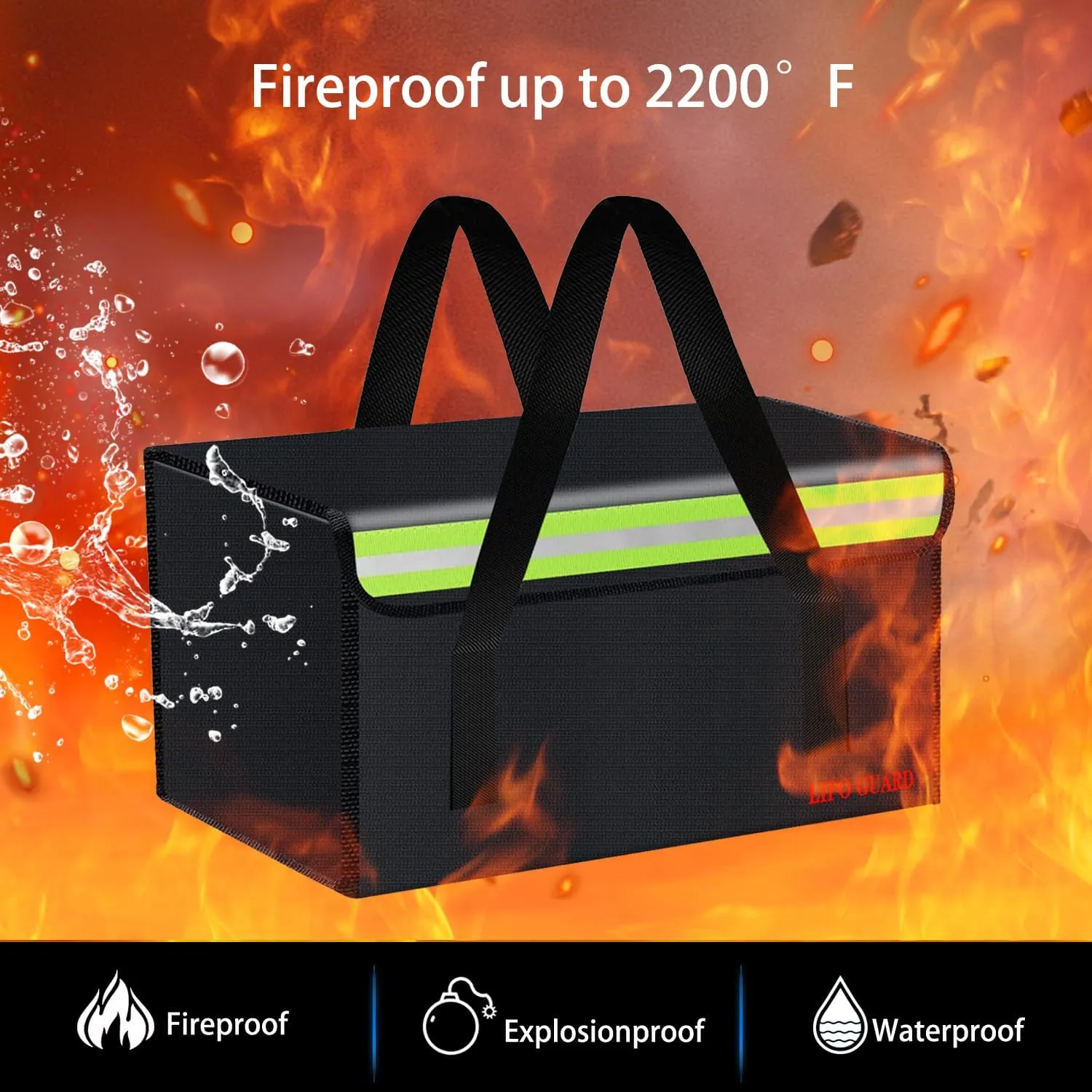 360 * 250 * 200mm Ebike Battery Safe Bag Lipo Fireproof Bag Large Capatity for Lipo Pack Storage Charging Transport,Home Office Travel Battery Safe Storage Pouch