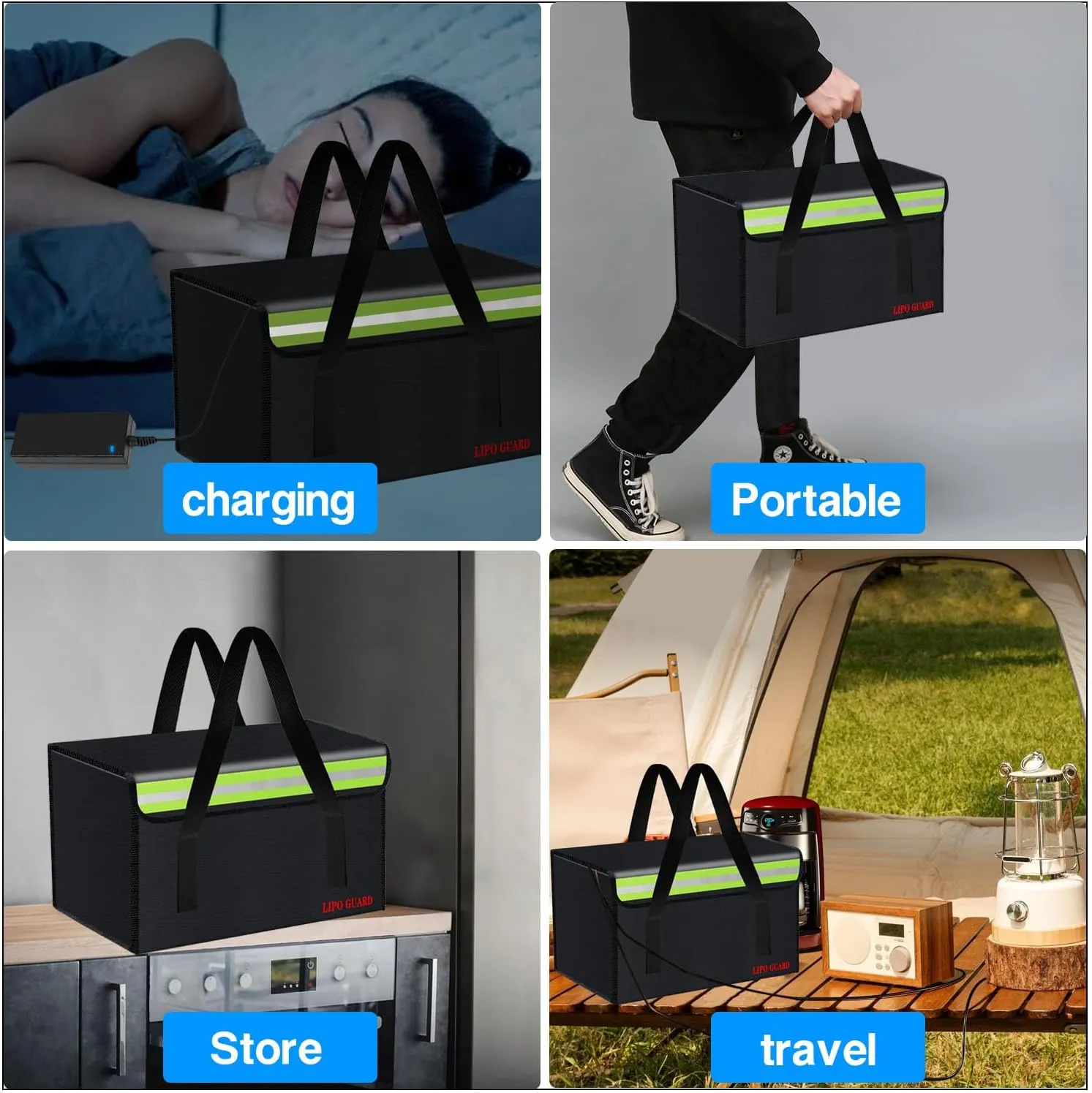 360 * 250 * 200mm Ebike Battery Safe Bag Lipo Fireproof Bag Large Capatity for Lipo Pack Storage Charging Transport,Home Office Travel Battery Safe Storage Pouch