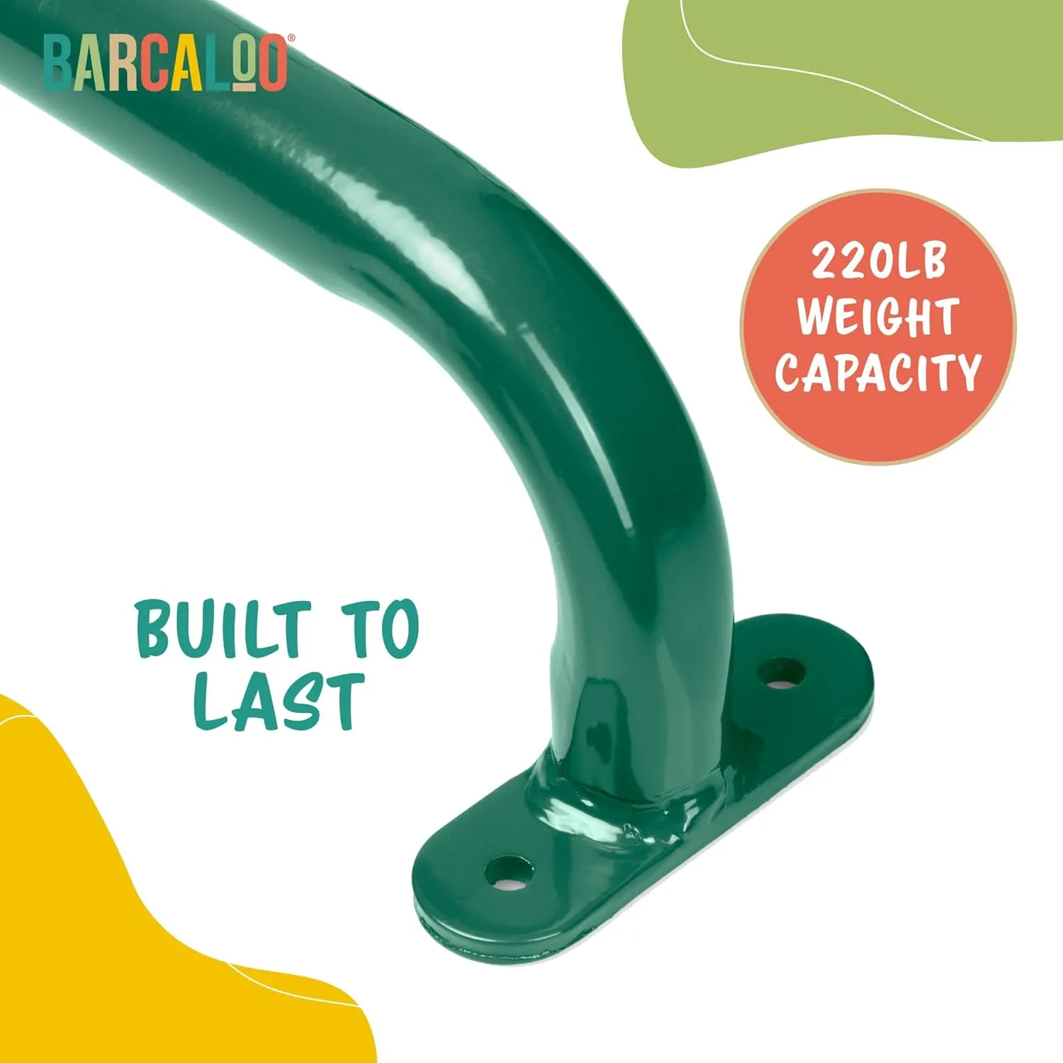 37 Inch Playground Accessories Metal Safety Handles – Long Green Grab Handle Bars for Playset Ladder, Jungle Gym, Monkey Bars, Swing Set, and More