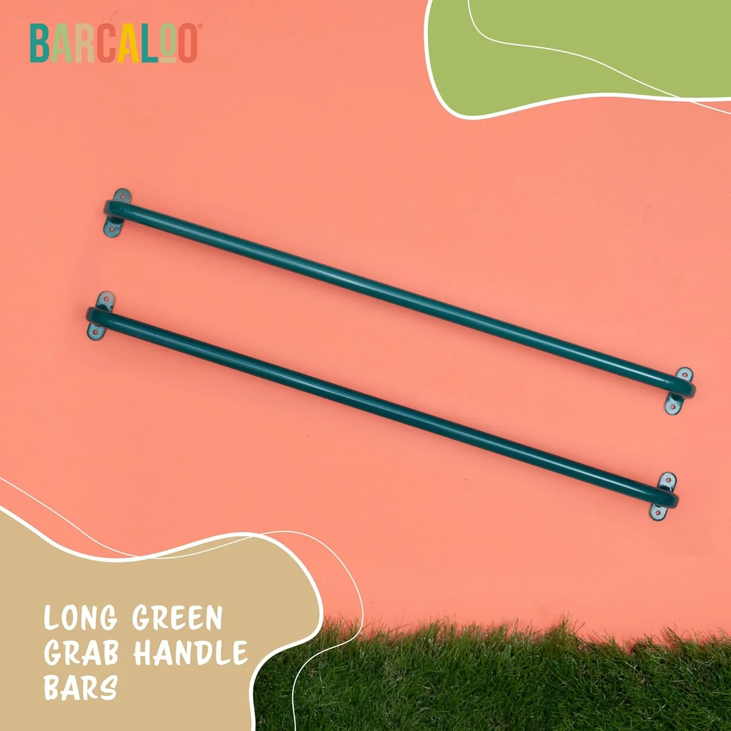 37 Inch Playground Accessories Metal Safety Handles – Long Green Grab Handle Bars for Playset Ladder, Jungle Gym, Monkey Bars, Swing Set, and More