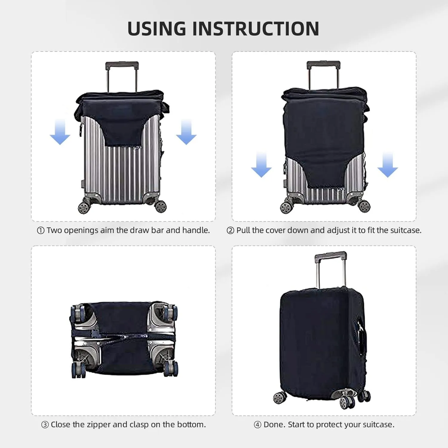 3D Swirling Liquid Metal Texture Travel Luggage Cover Fits 18/24/28/32 Inch Luggage, Elastic Suitcase Cover Protector with Concealed Zipper for Wheeled Suitcase Tsa Approved