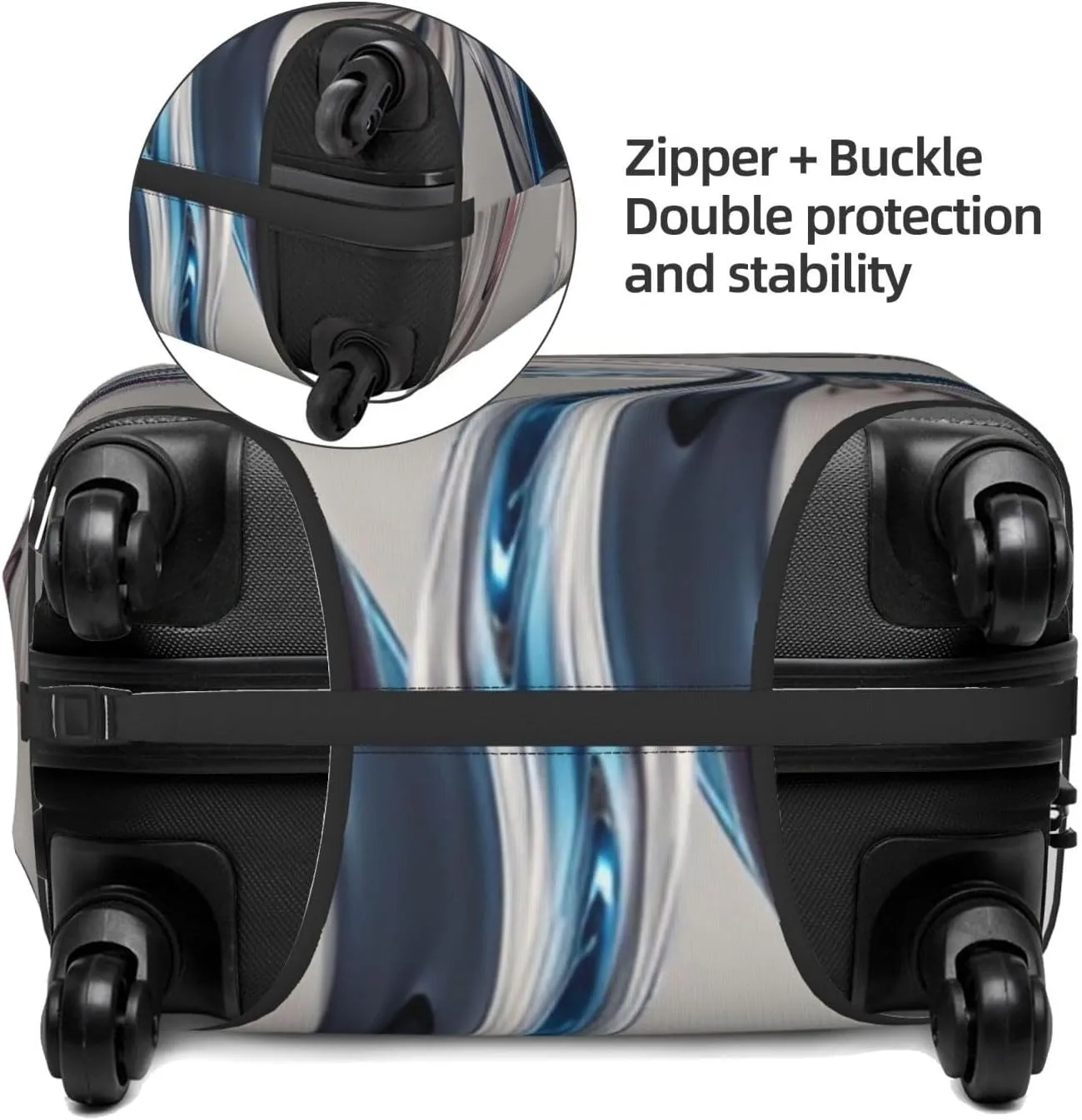 3D Swirling Liquid Metal Texture Travel Luggage Cover Fits 18/24/28/32 Inch Luggage, Elastic Suitcase Cover Protector with Concealed Zipper for Wheeled Suitcase Tsa Approved