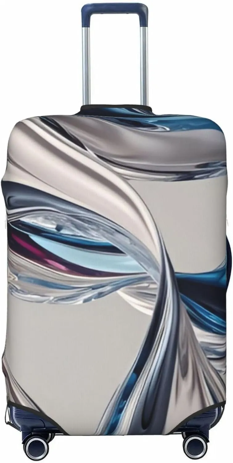 3D Swirling Liquid Metal Texture Travel Luggage Cover Fits 18/24/28/32 Inch Luggage, Elastic Suitcase Cover Protector with Concealed Zipper for Wheeled Suitcase Tsa Approved