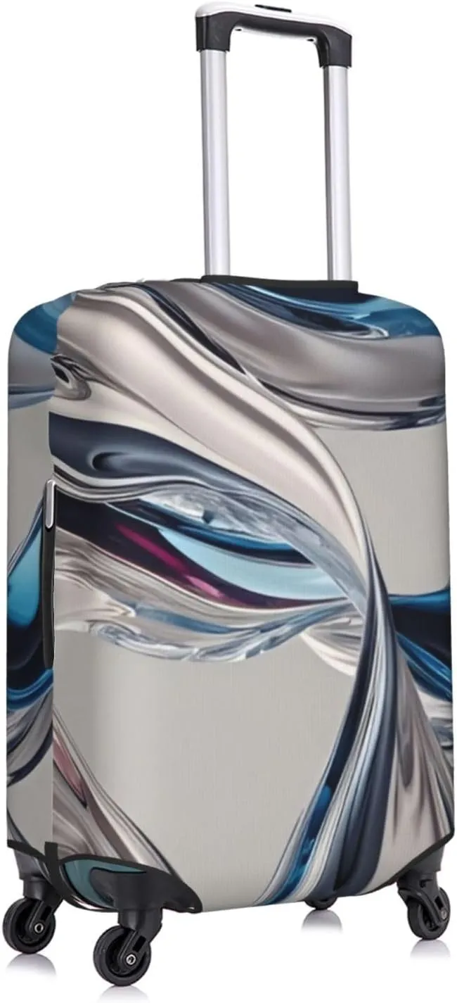 3D Swirling Liquid Metal Texture Travel Luggage Cover Fits 18/24/28/32 Inch Luggage, Elastic Suitcase Cover Protector with Concealed Zipper for Wheeled Suitcase Tsa Approved