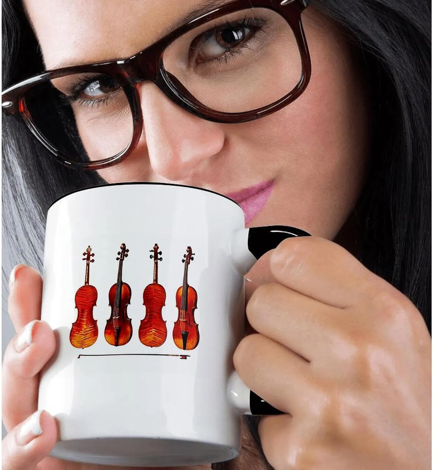 3dRose mug_62210_4 "The Great Stradivarius Violins" Two Tone Black Mug, 11 oz, Multicolor