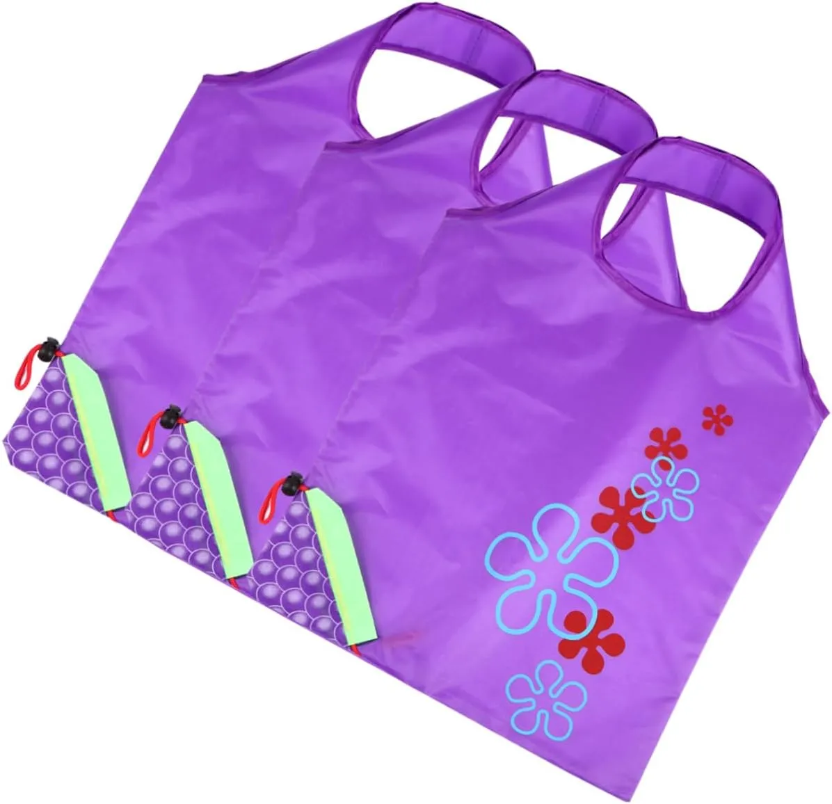 3Pcs Foldable Reusable Grocery Bags Portable Shopping Handbags for Everyday Use Lightweight Storage Pouches with Exquisite Design