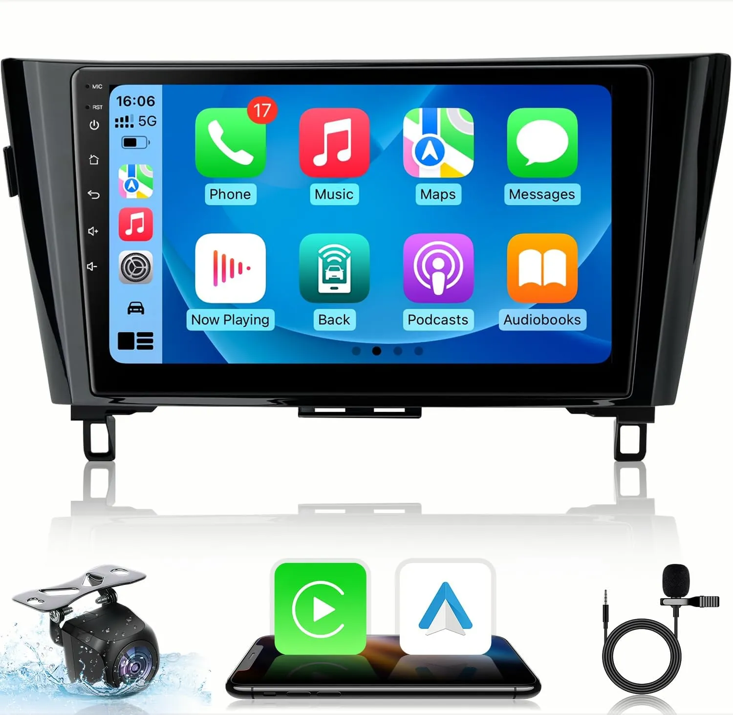 [4 Core   64GB] Car Radio for Nissan Rogue Accessories 2014-2018: X-Trail Qashqai Stereo with Wireless Carplay&Android Auto with 1280 * 800 10" Touchscreen Bluetooth GPS Mirror Link FM WiFi Camera