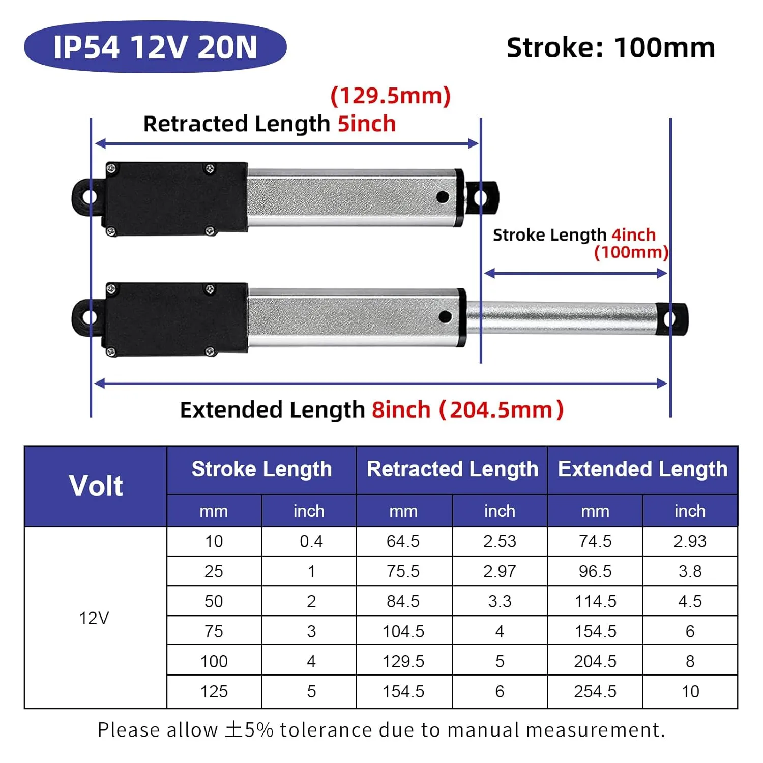 4 Inch 4.5lbs Mini Stroke 12V 4.5lbs Electric Linear Actuator 1.2"/sec Linear Motion Actuator with Brackets for Cabinets, Robotics, Home Automation, Window Opener(20N, 100mm)