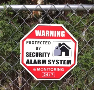 (4 Pack) Rust Free Aluminium Sign Large 12" X 12" Octagon - PROTECTED BY SECURITY ALARM SYSTEM & MONITORING 24/7 - Security Alert Aluminum Metal Warning Sign