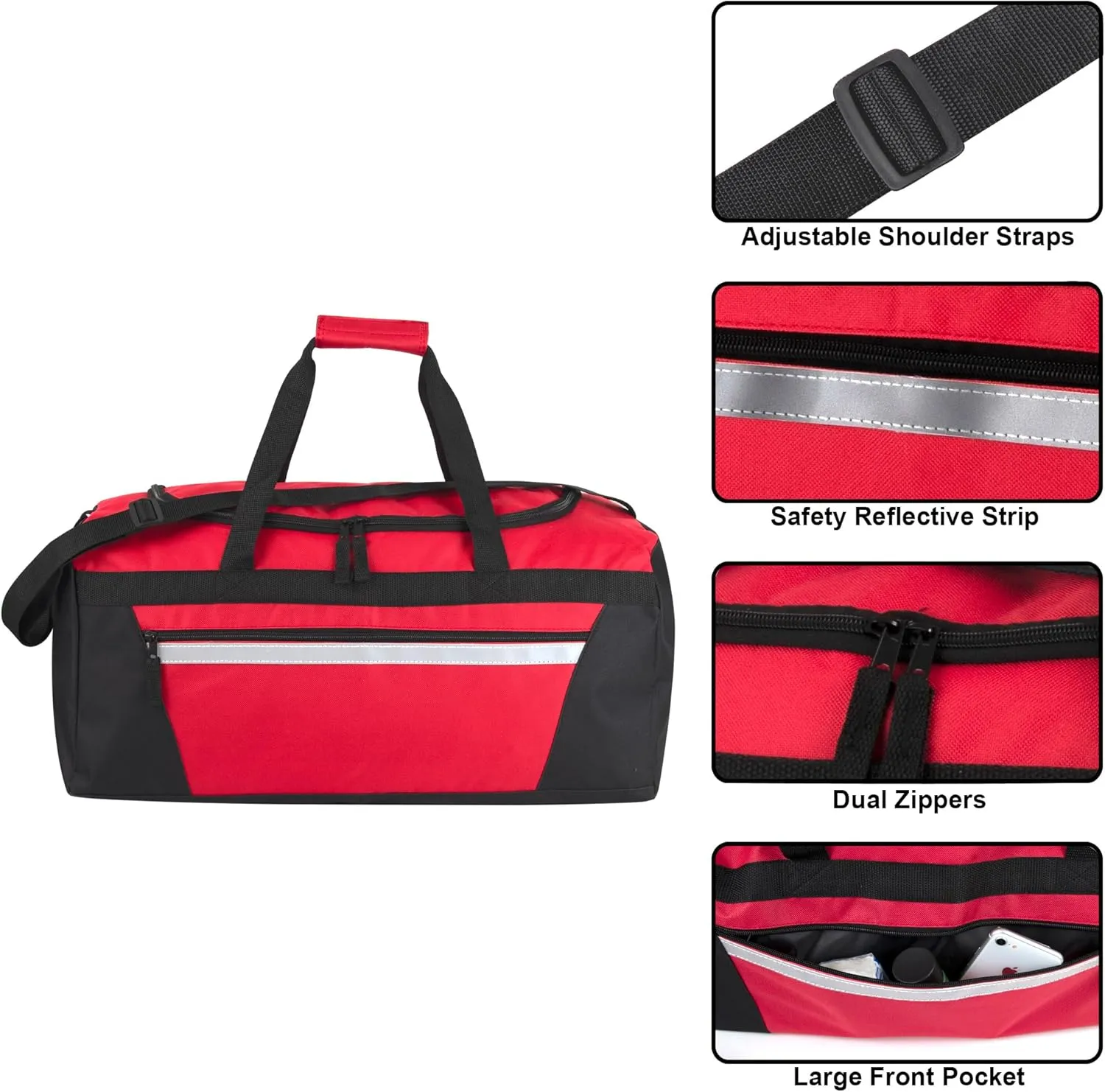 40 Liter, 22 Inch Reflective Duffle Bag with Shoulder Strap for Men, Women, Travel