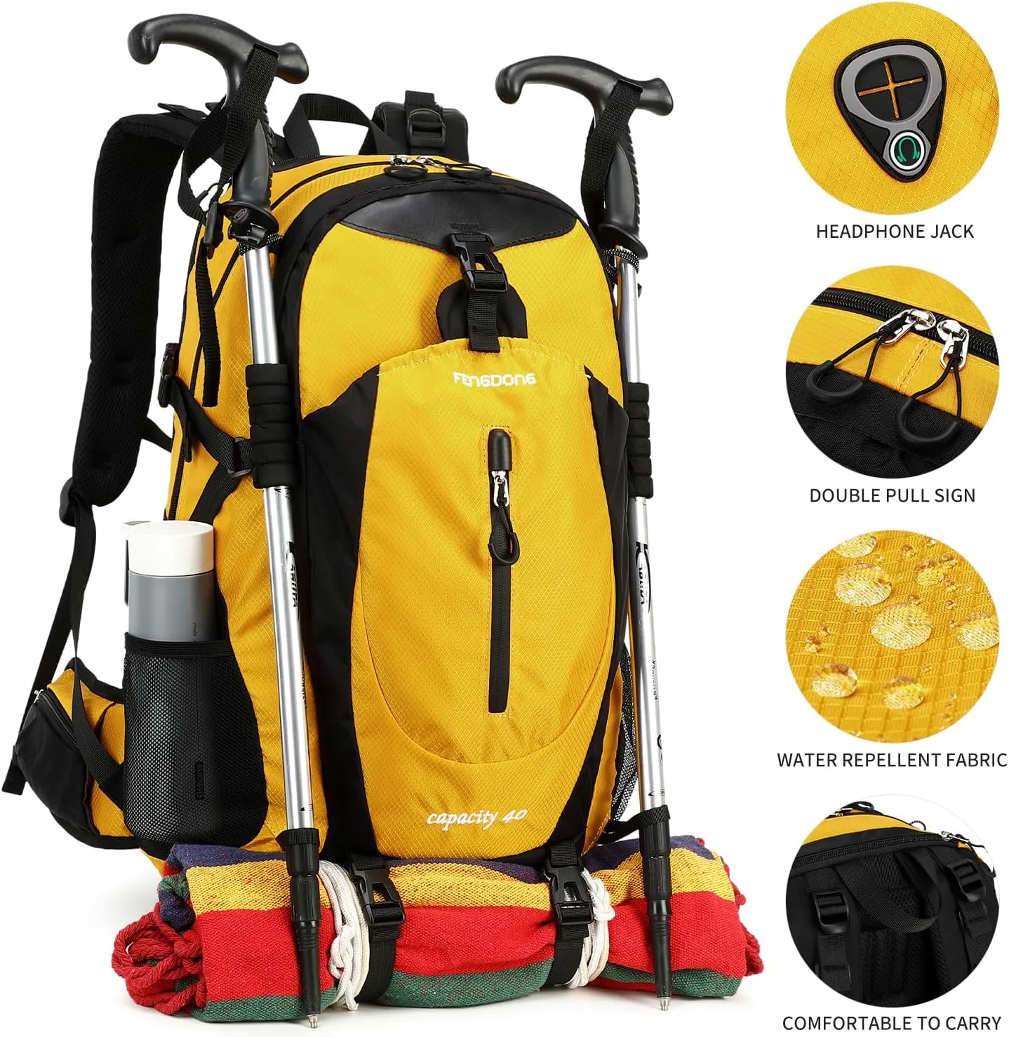 40L Waterproof Lightweight Hiking,Camping,Travel Backpack for Men Women