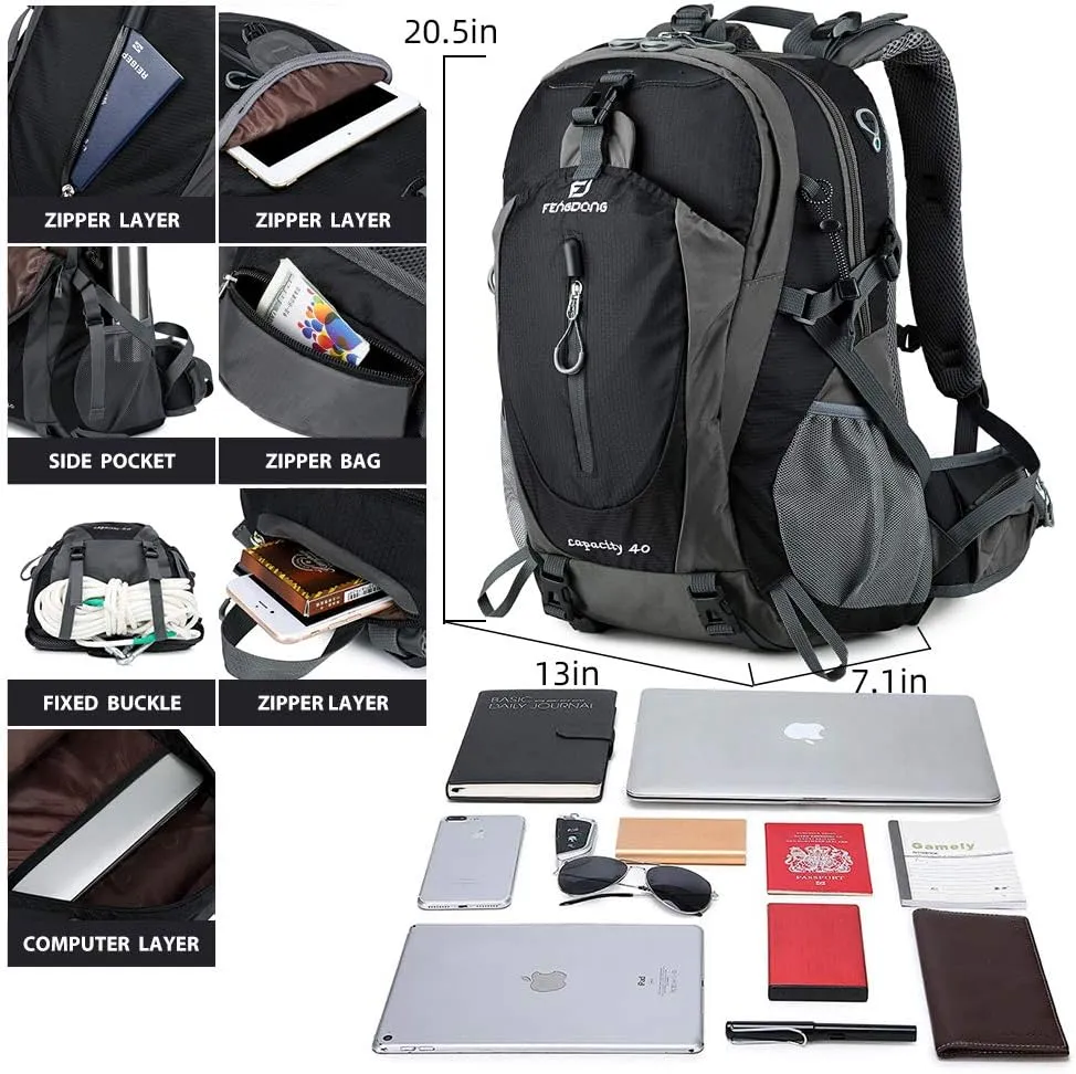 40L Waterproof Lightweight Hiking,Camping,Travel Backpack for Men Women