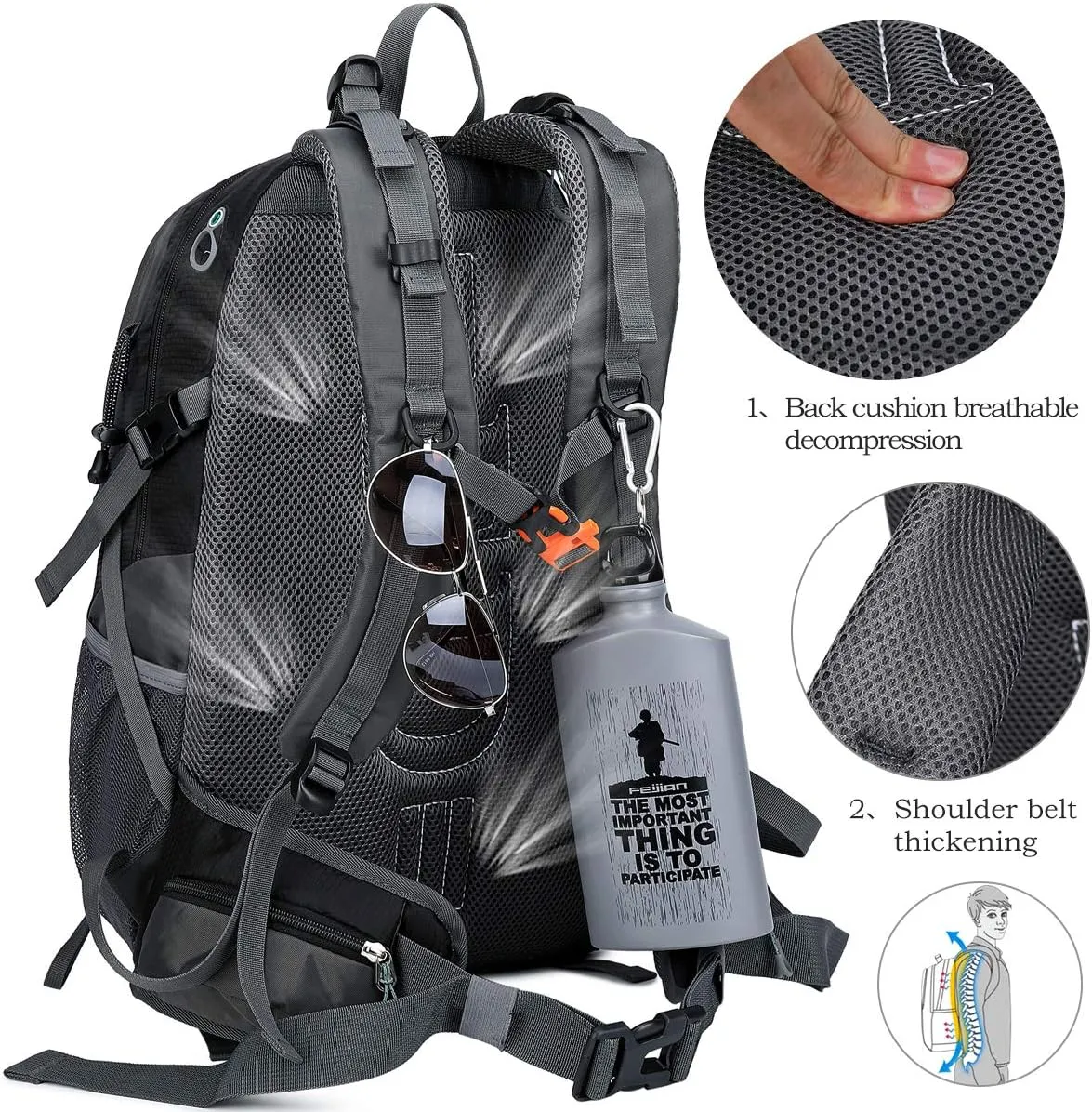 40L Waterproof Lightweight Hiking,Camping,Travel Backpack for Men Women