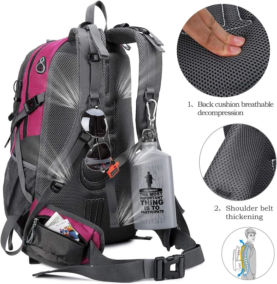 40L Waterproof Lightweight Hiking,Camping,Travel Backpack for Men Women