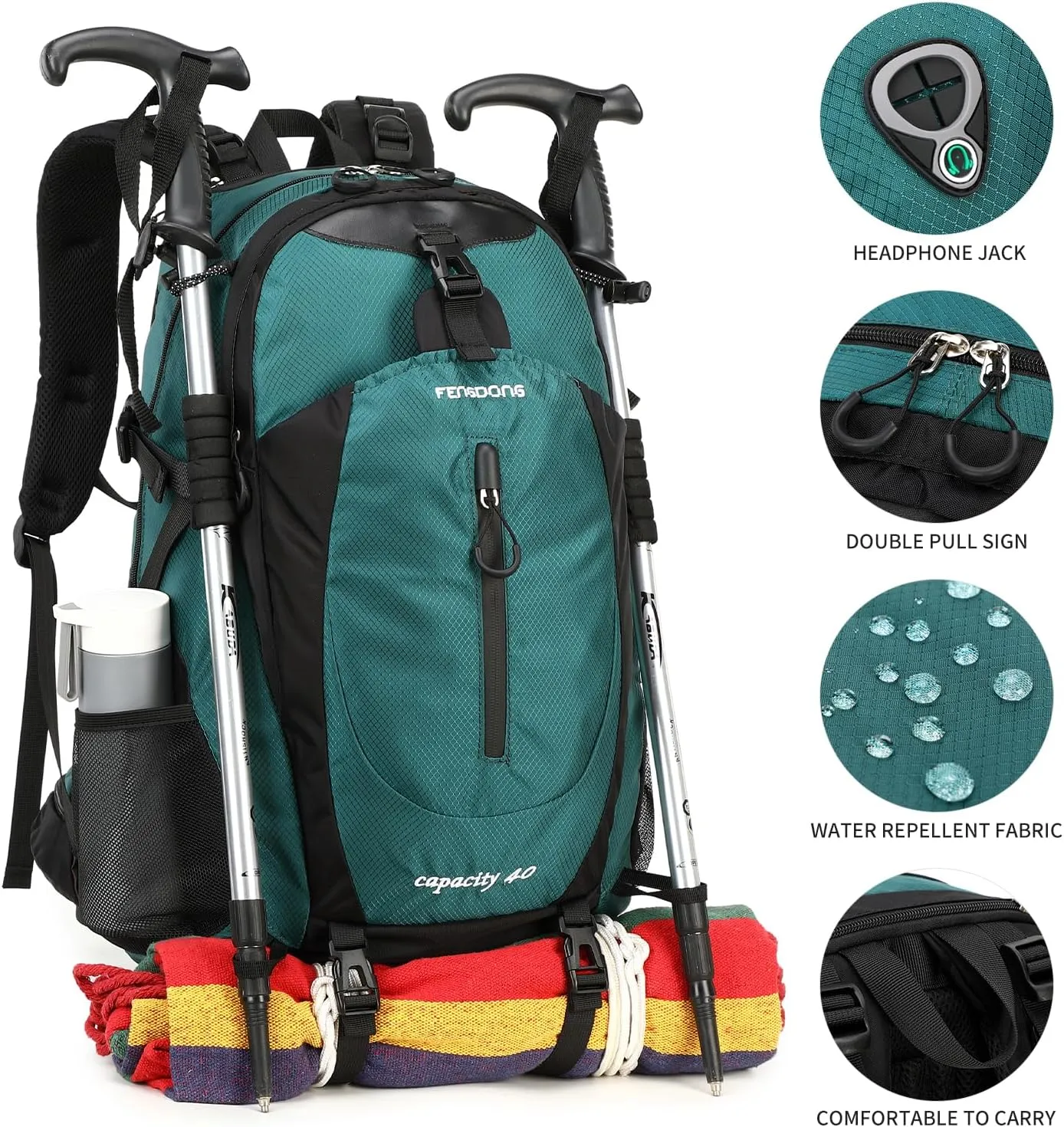 40L Waterproof Lightweight Hiking,Camping,Travel Backpack for Men Women