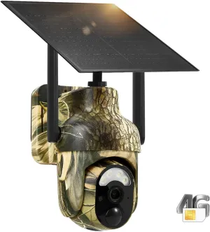 4G LTE Cellular Trail Cameras 2K 360° View Live Feed Game Camera Built-in SIM Card with Motion Activated Color Night Vision Remote Phone Access Solar Powered Trail Camera