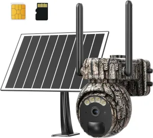 4G LTE Cellular Trail Cameras, Game Cameras with Night Vision Motion Activated Waterproof, Cell Camera for Hunting Solar Powered, 2K 360° View Live Video Deer Camera for Wildlife, No Wi-Fi