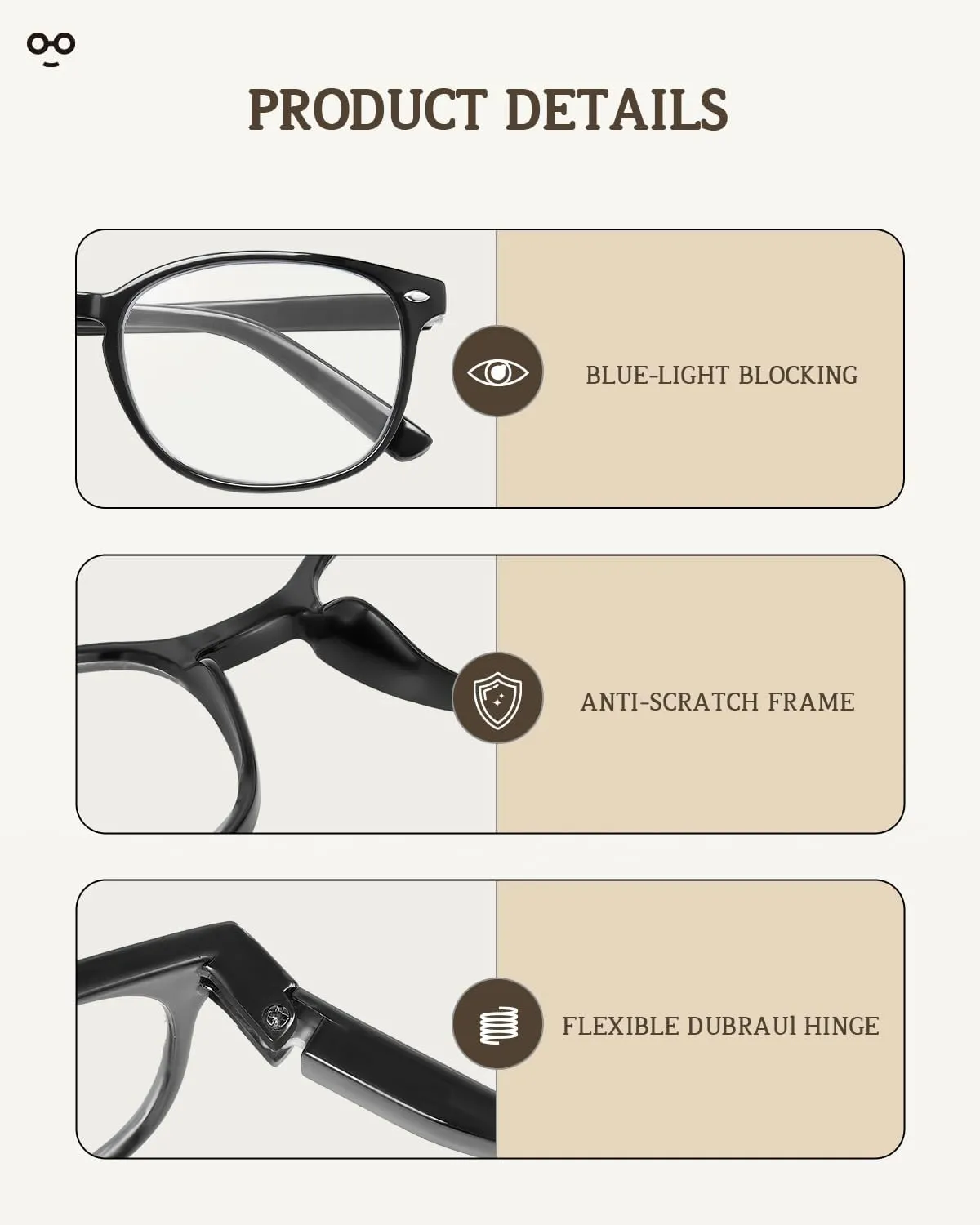5 Pack Reading Glasses For Women, Blue Light Blocking Computer Reader Spring Hinge Eyeglasses
