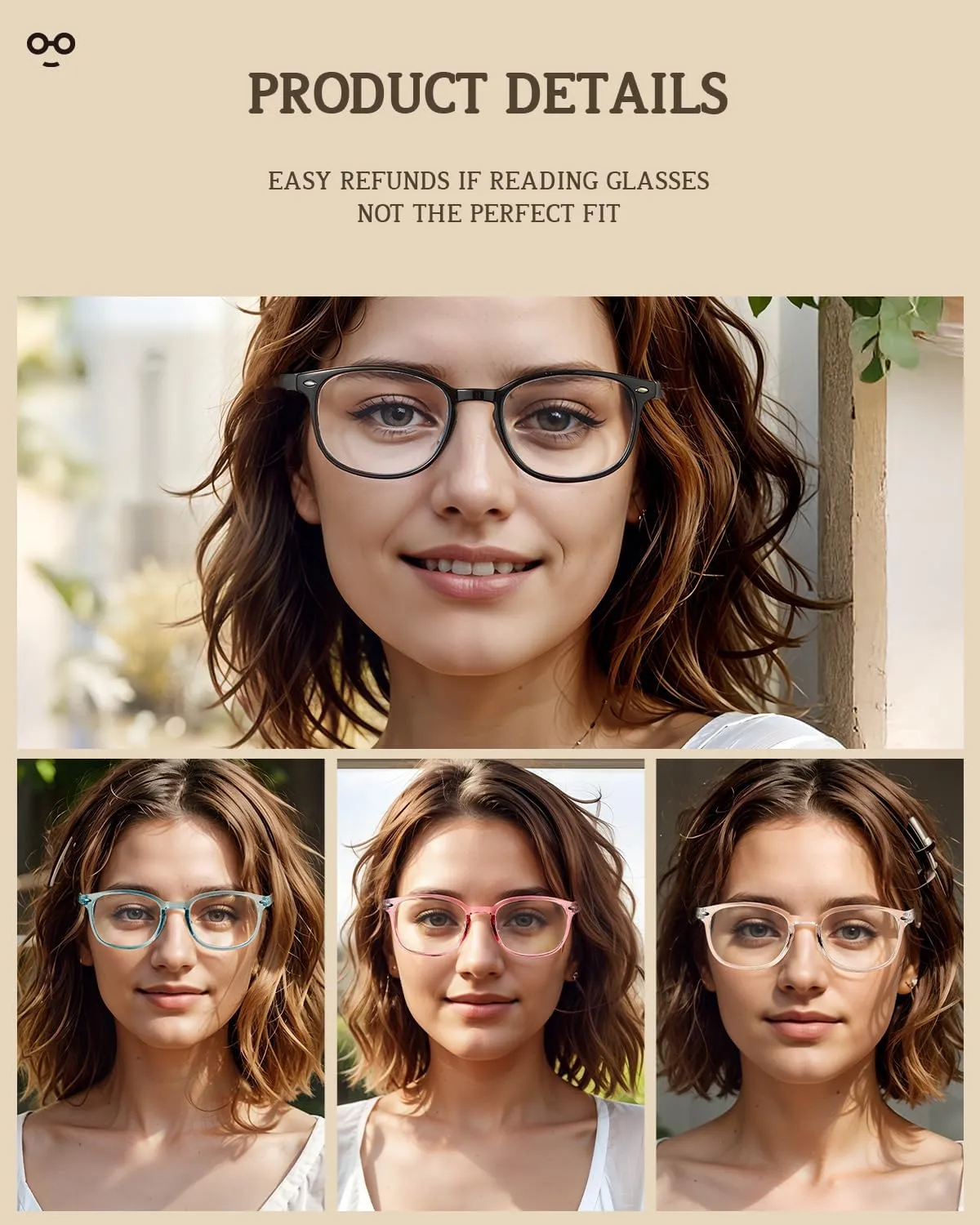 5 Pack Reading Glasses For Women, Blue Light Blocking Computer Reader Spring Hinge Eyeglasses