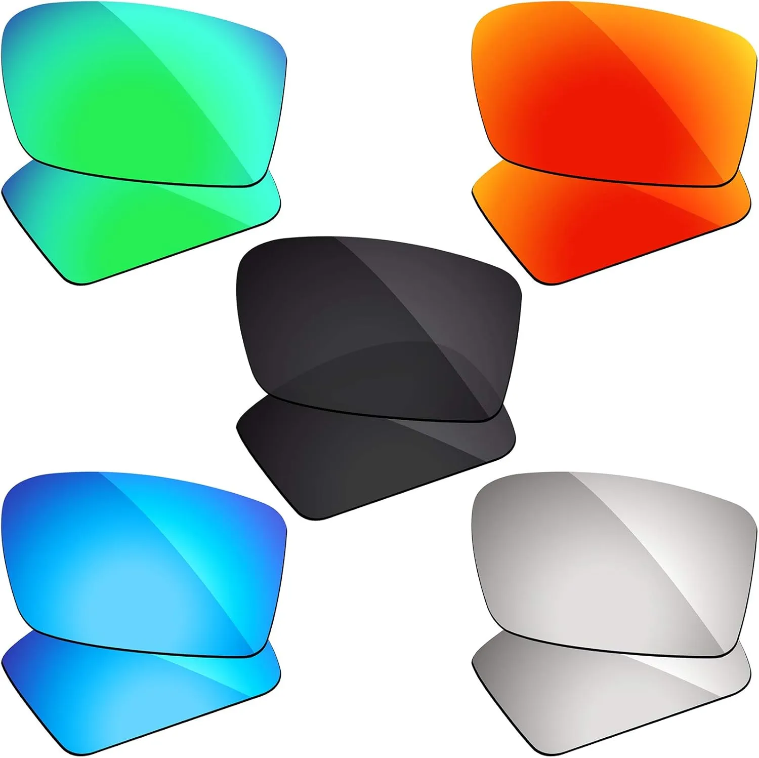 5 Pairs of Polarized Lenses Replacement Compatible with Oakley Gascan Sunglasses - Combo Pack