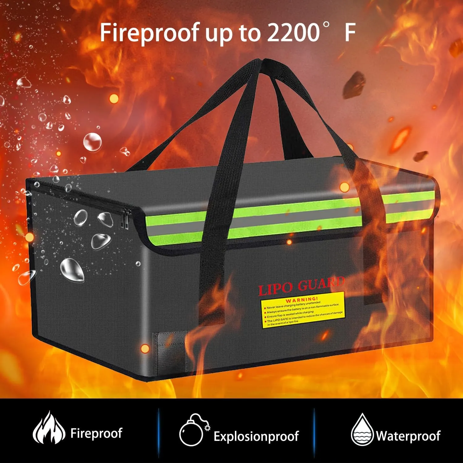 500 * 350 * 300mm Ebike Battery Safe Bag Fireproof Charging Lipo Bag Large Capatity for Lipo Battery Pack Storage Charging Transport, Home Office Travel Fireproof Safe Storage Pouch