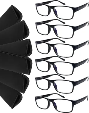 6 Pack Reading Glasses Blue Light Blocking,Spring Hinge Readers for Men Women,Black Frame Anti Glare Eyeglasses