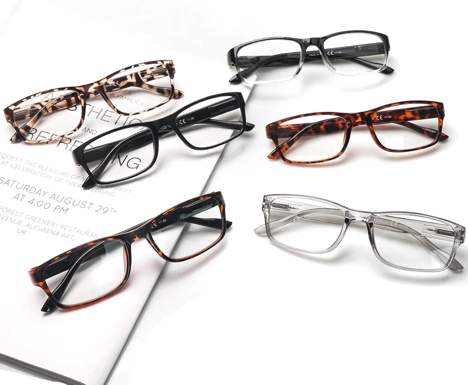 6 Pack Reading Glasses Blue Light Blocking,Spring Hinge Readers for Men Women,Black Frame Anti Glare Eyeglasses