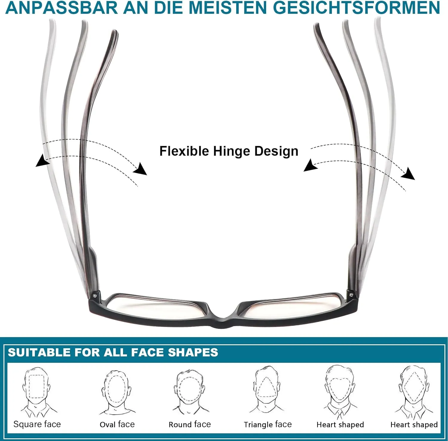 6 Pack Reading Glasses Blue Light Blocking,Spring Hinge Readers for Men Women,Black Frame Anti Glare Eyeglasses