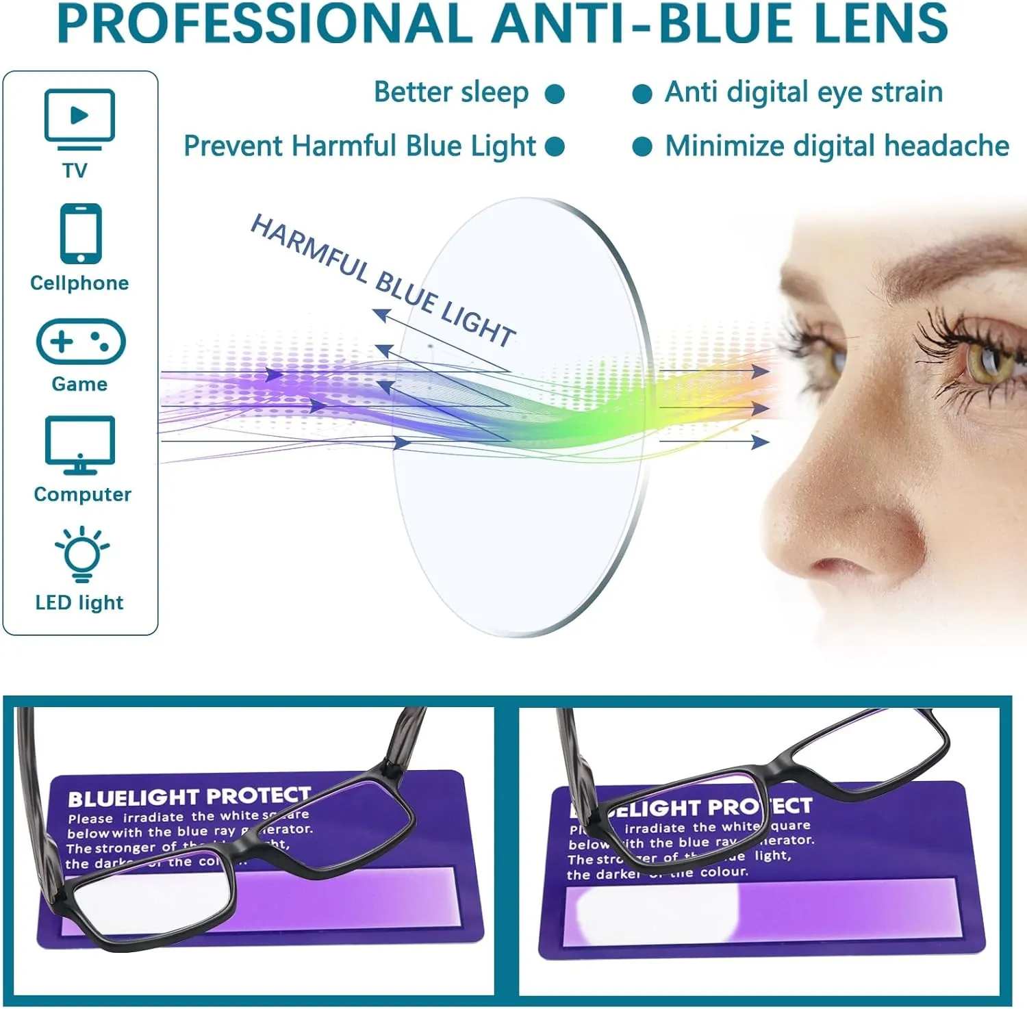6 Pack Reading Glasses Blue Light Blocking,Spring Hinge Readers for Men Women,Black Frame Anti Glare Eyeglasses
