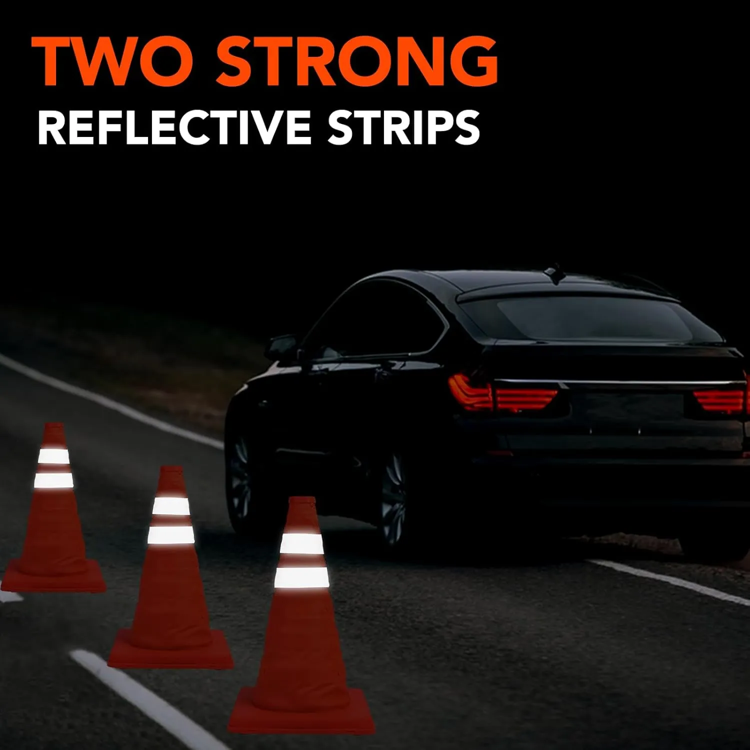 [6 Pack]18 Inch Collapsible Traffic Safety Cones - Parking Cones with Reflective Collars,Orange Safety Cones for Parking lot，Driveway, Driving Training etc.