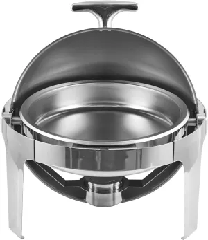 6.8 QT Round Roll Top Chafing Dish Buffet Set, Round Chafing Dishes for Buffet with Fuel Holders and Pan, Stainless Steel Chafers for Catering for Parties, Events