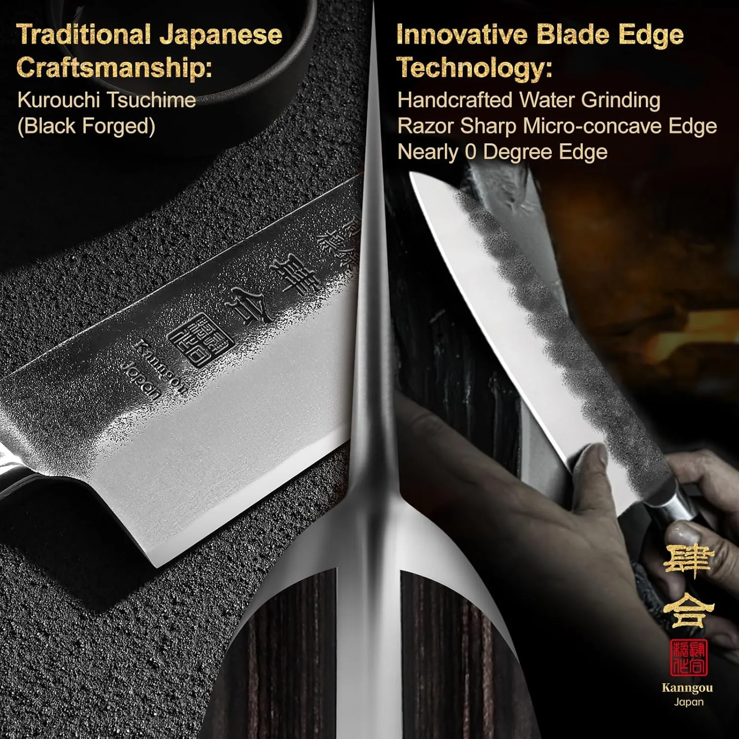 7 Inch Santoku Knife, Black Forged Japanese Chef Knife with AUS-8 Alloy Steel, Japanese Santoku Knife with Full Tang Pakkawood Handle, Christmas Gift with Premium Box (7 Inch Santoku Knife)