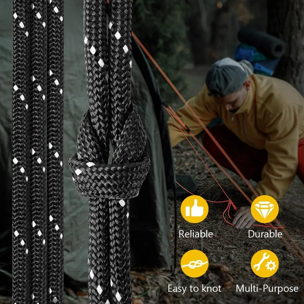750Ib Reflective Paracord Rope,100' 200' 500' 1000', 4mm 11 Strand Parachute Spool Cord with Collecting Bag, para Cord Lanyard for Hammock, Camping