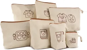 7PCs Diaper Bag Organizer Pouches for Baby Kids Travel Essential Storage, Large Waterproof and Zipped Baby Packing Cubes