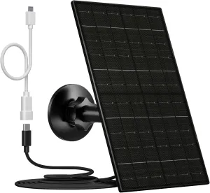 7W Solar Panel for Security Camera, USB C Solar Panel Charger for Camera, USB Solar Panel Compatible with Eufycam & DC 5V Rechargeable Battery Camera, IP65 Waterproof, 9.8ft Charging Cable