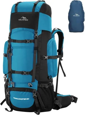 80L Travel Backpack for Outdoor Sport Camp Hiking Trekking Bag Camping Rucksack HK007 (SkyBlue)