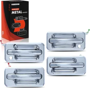 A-Premium Upgraded Metal Exterior Door Handle Compatible with Hummer H2 2003-2009, Chrome, 4-PC Set, Front and Rear Driver and Passenger Side