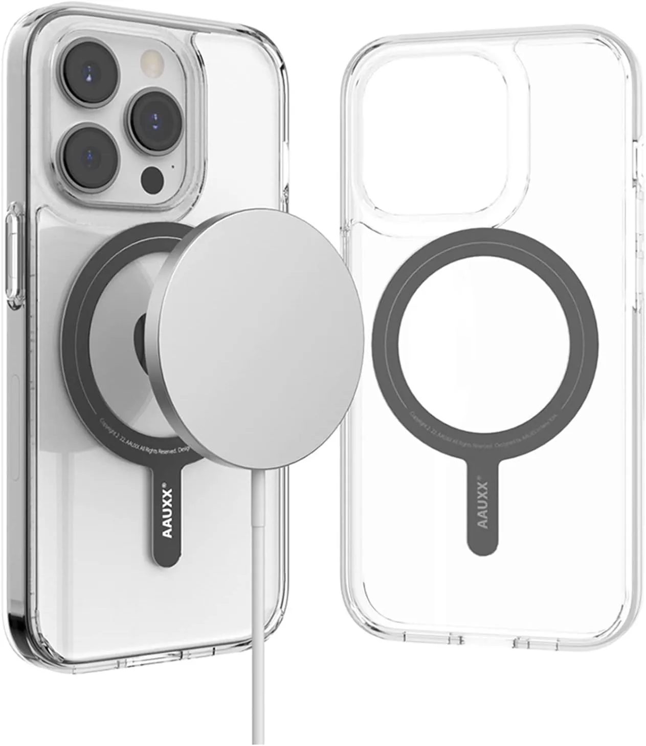 AAUXX iRing Magnetic Case   Pocket Mag Bundle Version Magsafe Compatible iPhone 14 Pro Clear Case Strong Magnet Smartphone Ring Compatible with iRing PocketMag Magnet Matte Black