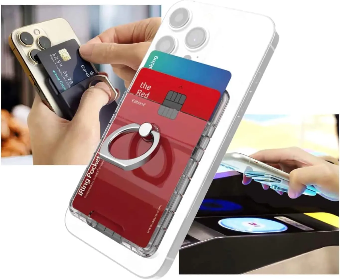 AAUXX iRing Magnetic Case   Pocket Mag Bundle Version Magsafe Compatible iPhone 14 Pro Clear Case Strong Magnet Smartphone Ring Compatible with iRing PocketMag Magnet Matte Black
