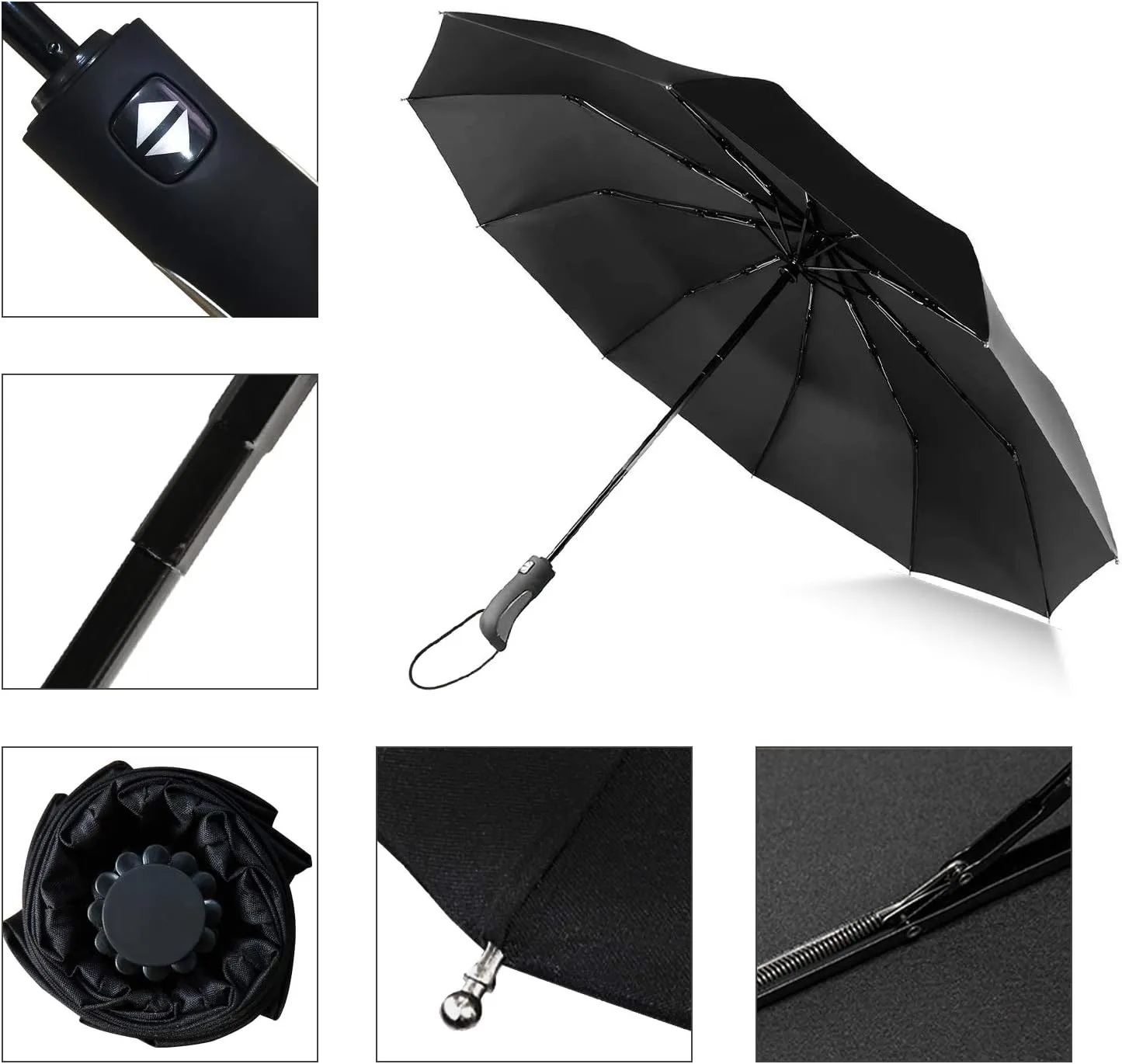 ABCCANOPY Umbrella Windproof Travel Umbrella - Wind Resistant, Small - Compact, Light, Automatic, Strong, Mini, Folding and Portable - Backpack, Car, Purse Umbrellas for Rain - Men and Women