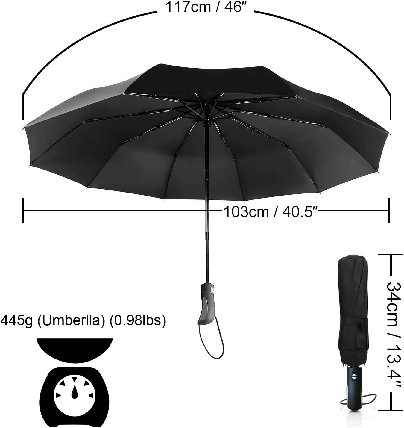 ABCCANOPY Umbrella Windproof Travel Umbrella - Wind Resistant, Small - Compact, Light, Automatic, Strong, Mini, Folding and Portable - Backpack, Car, Purse Umbrellas for Rain - Men and Women