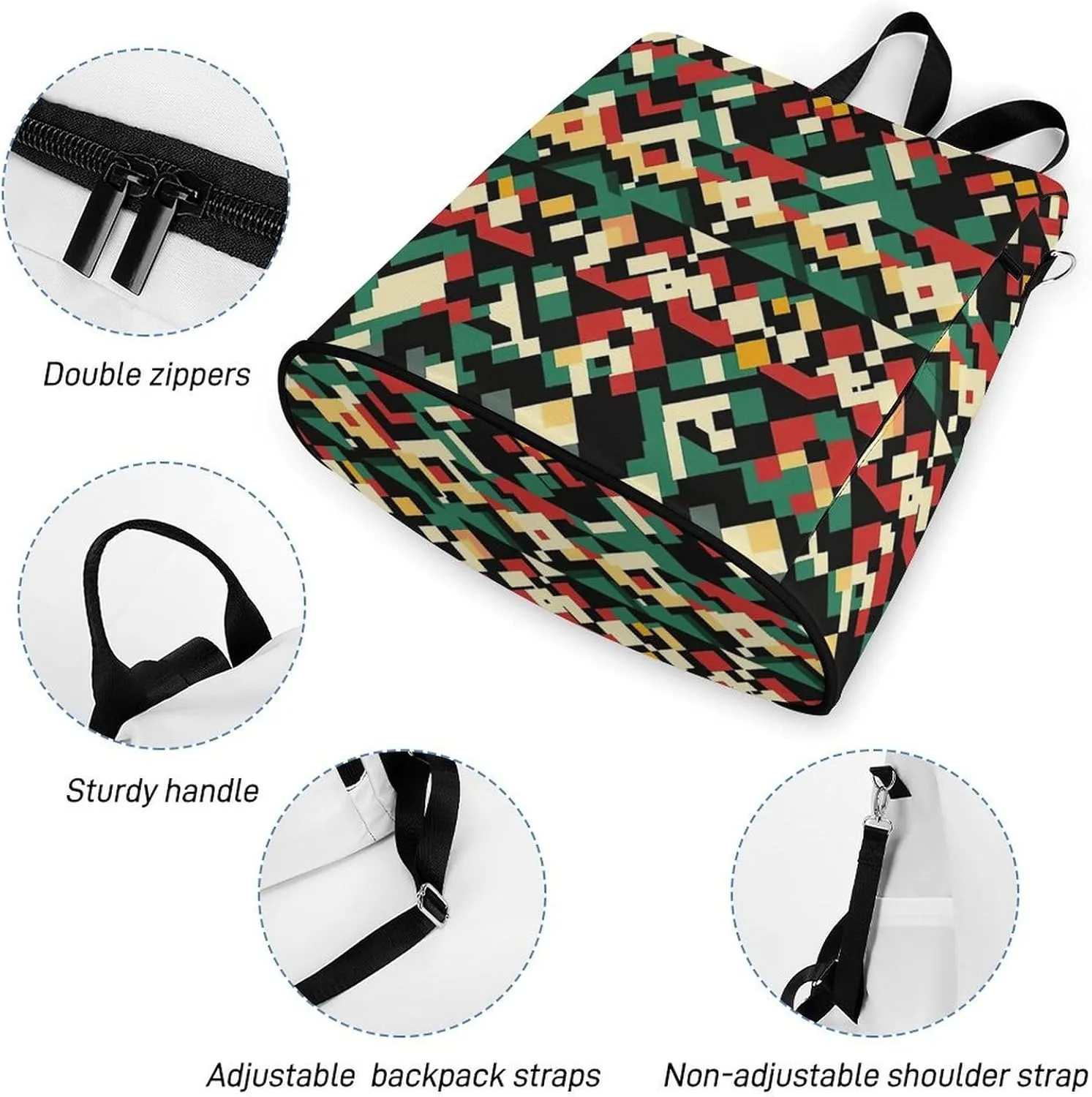 Abstract Geometric Pattern Waterproof Backpack Purse for Women Anti Theft Fashion Shoulder Bag Lightweight Rucksack