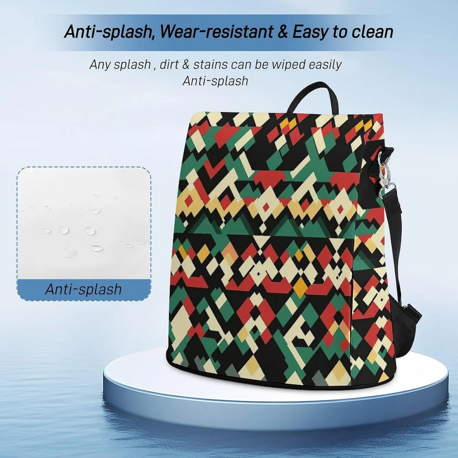 Abstract Geometric Pattern Waterproof Backpack Purse for Women Anti Theft Fashion Shoulder Bag Lightweight Rucksack