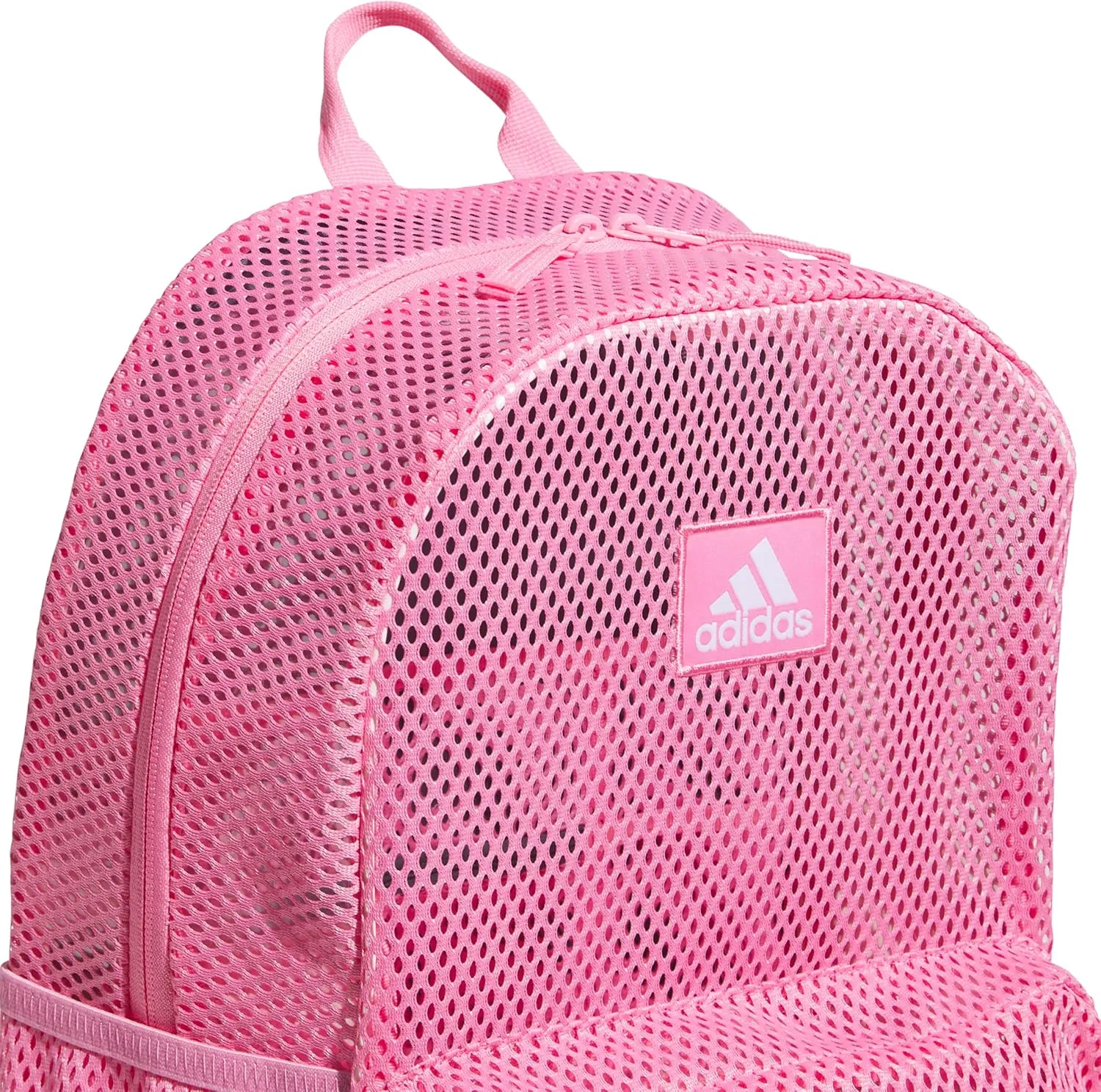 adidas Hermosa Mesh Backpack, See-Through Transparent Clear Festival Bag, Bliss Pink/2.0, One Size