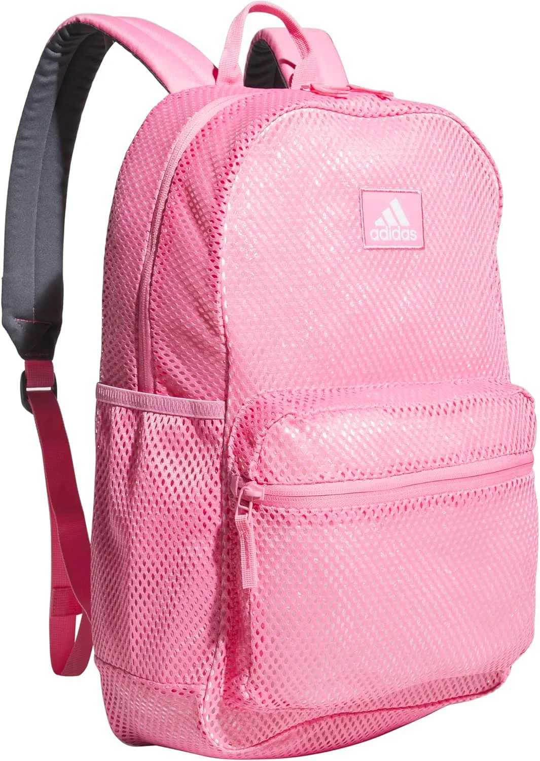 adidas Hermosa Mesh Backpack, See-Through Transparent Clear Festival Bag, Bliss Pink/2.0, One Size